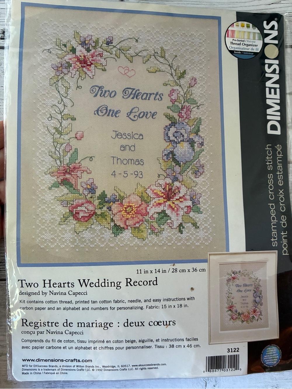 Dimensions Two Hearts Wedding Record Cross Stitch Kit